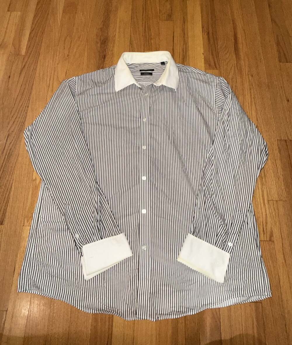 Sean John Men's Tailored Fit Dress Shirt Contrast Collar and Cuffs Size 18 36/37